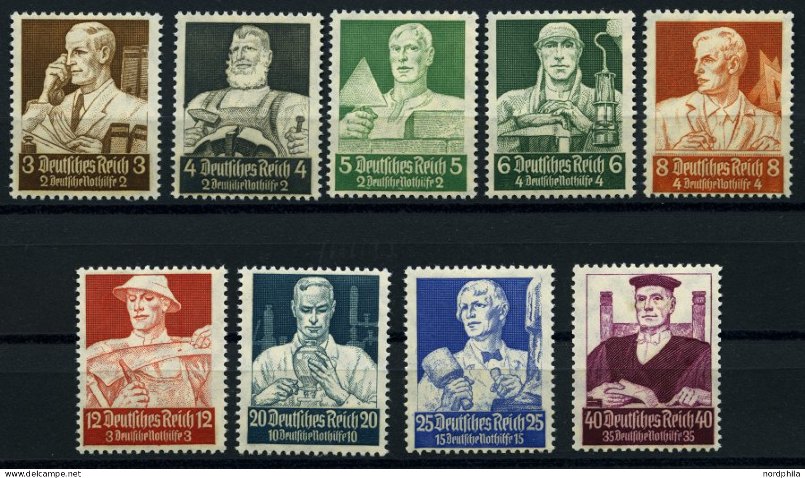 Dt. Reich 556-64 , 1934, Stände, Prachtsatz, Mi. 550.- - Unused Stamps