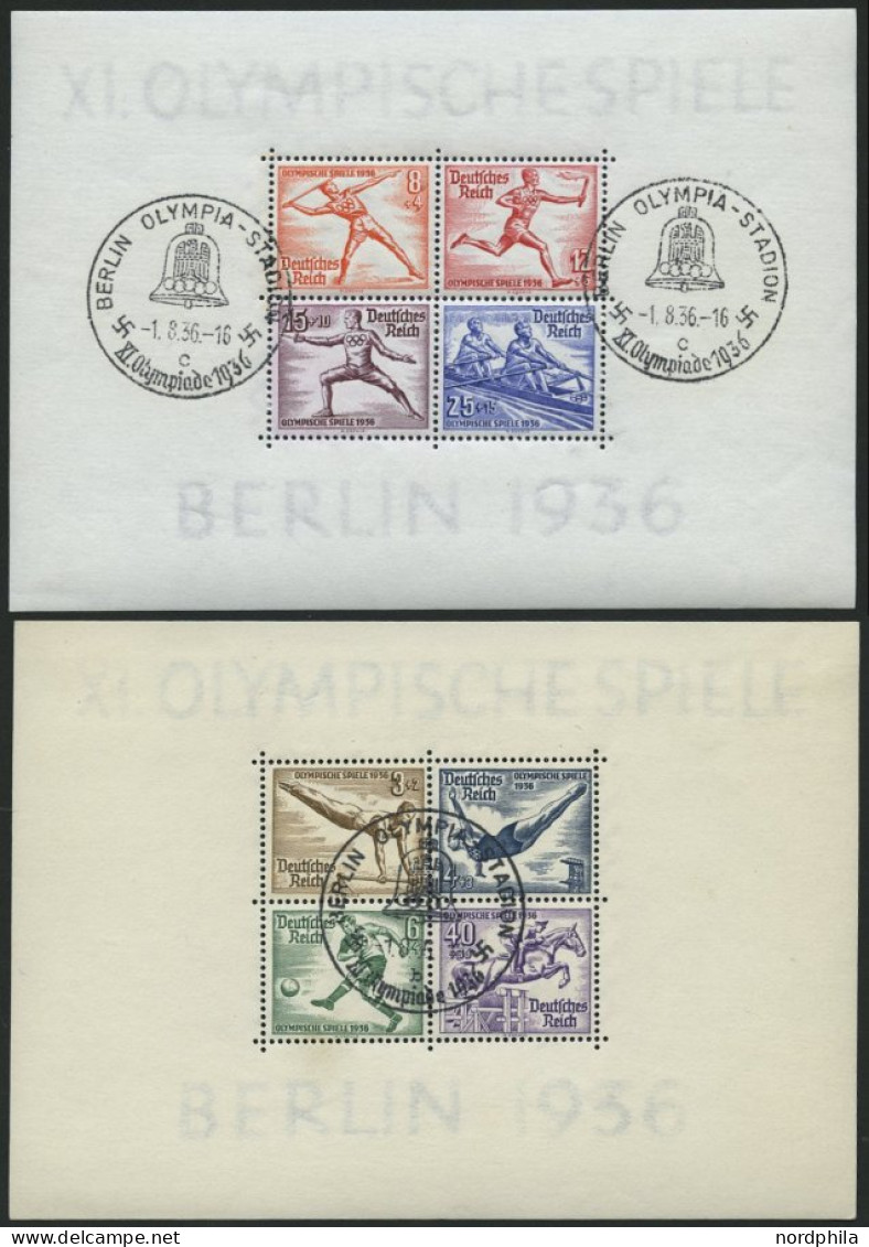 Dt. Reich Bl. 5/6 O, 1936, Blockpaar Olympische Spiele, Ersttags-Sonderstempel, Pracht, Mi. (180.-) - Bloques