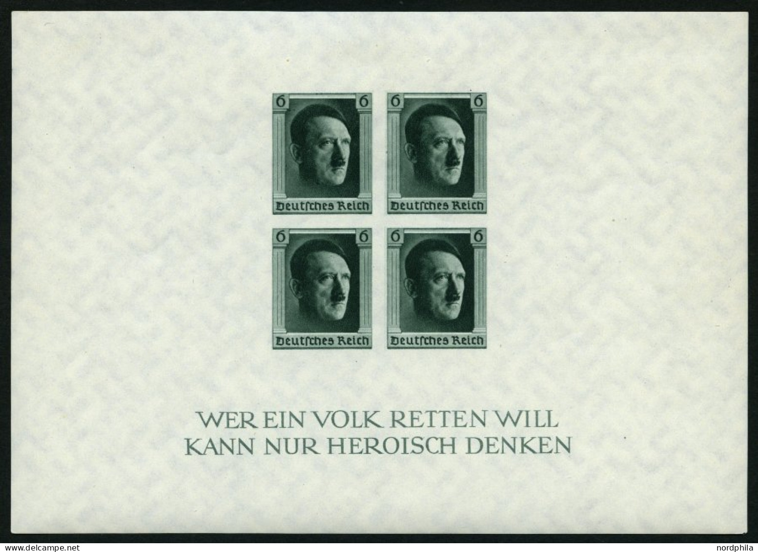 Dt. Reich Bl. 8 , 1937, Block Hitler Ungezähnt, Pracht, Mi. 210.- - Bloques