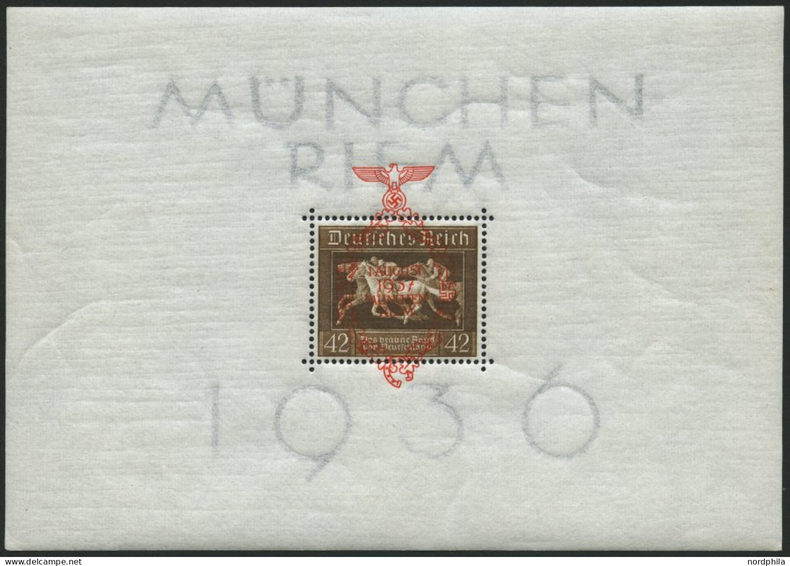 Dt. Reich Bl. 10 , 1937, Block München-Riem, Pracht, Mi. 190.- - Blocs