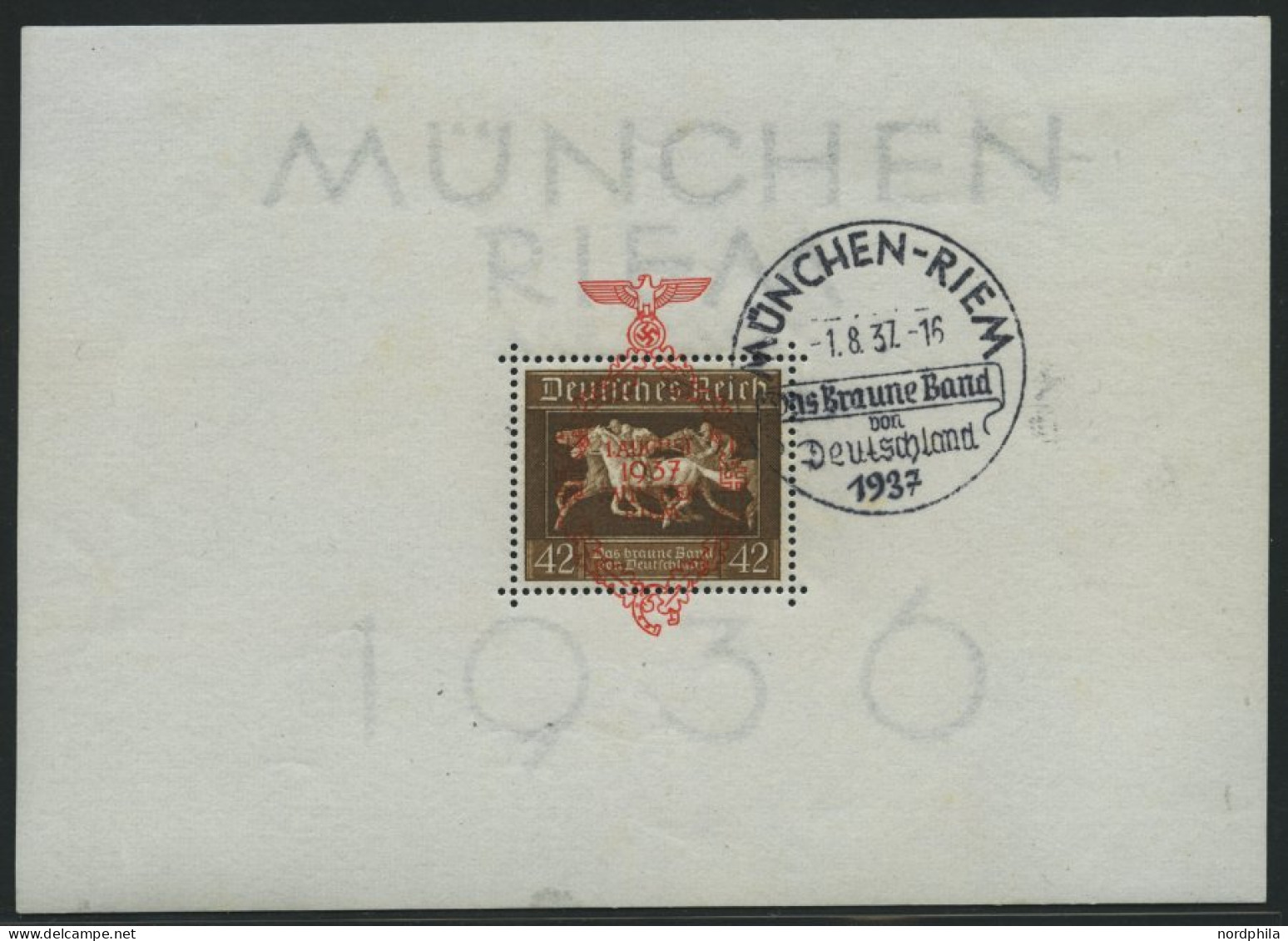 Dt. Reich Bl. 10 O, 1937, Block München-Riem, Ersttags-Sonderstempel, Pracht, Mi. (130.-) - Blokken