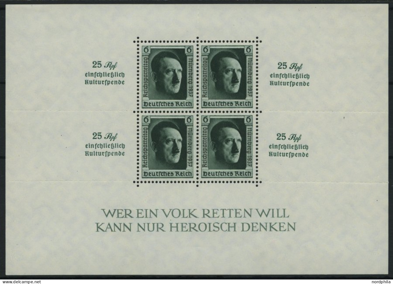Dt. Reich Bl. 11 , 1937, Block Reichsparteitag, Marken Postfrisch, Pracht, Mi. 90.- - Blocchi