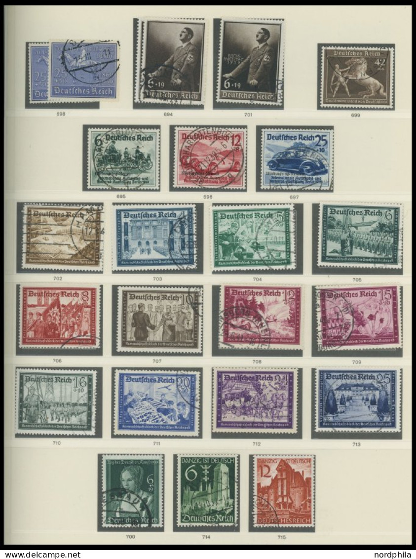 SAMMLUNGEN o, 1933-45, bis auf Chicagofahrt, Block 2 und 3 in den Hauptnummern komplette Sammlung bis 1944 im Falzlosalb