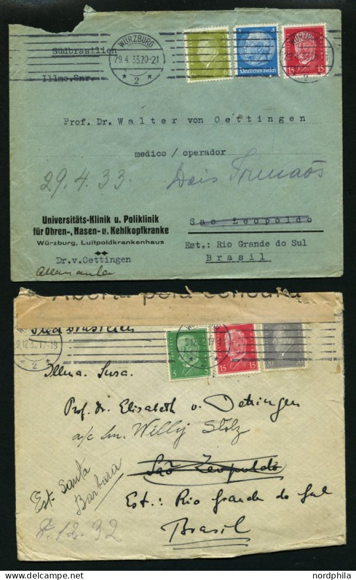 LOTS ca. 1930-32, 20 Briefe nach Brasilien mit verschiedenen Frankaturen, etwas unterschiedlich
