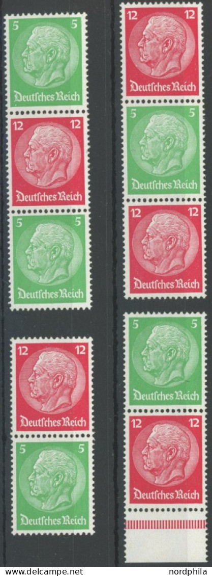 ZUSAMMENDRUCKE S 106-09 , 1933, Hindenburg, Wz. 2, Alle 4 Senkrechten Zusammendrucke, Postfrisch, Pracht, Mi. 160.- - Se-Tenant