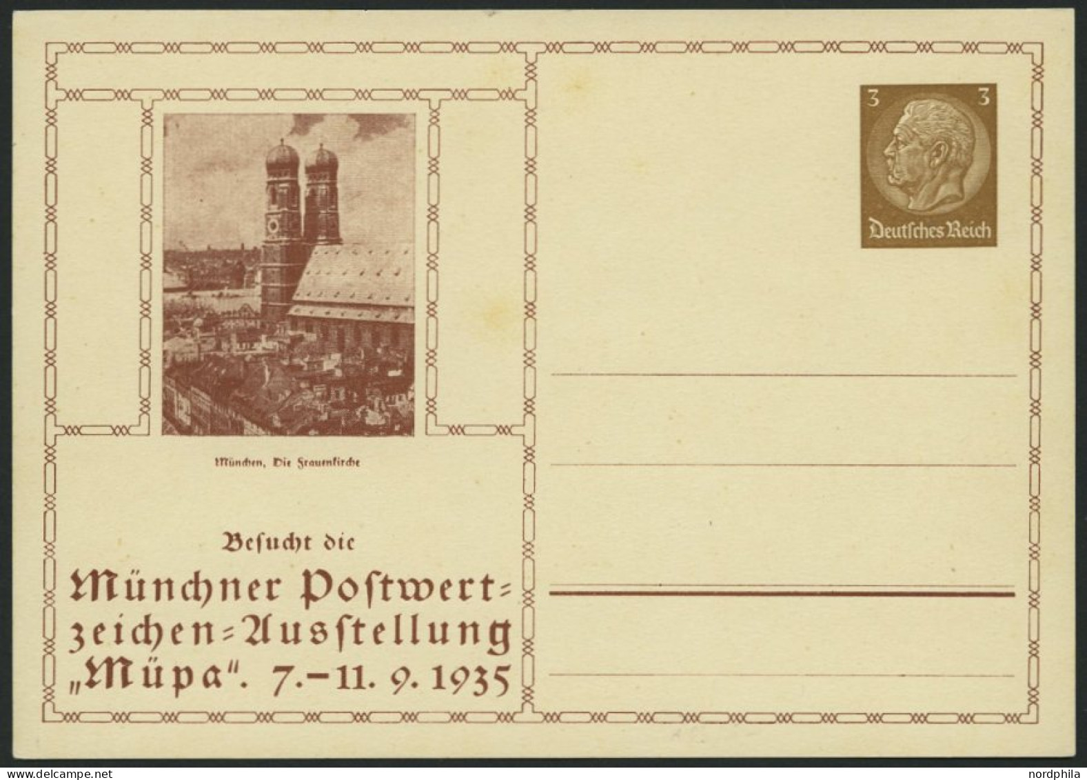 GANZSACHEN PP 122C12/02 BRIEF, Privatpost: 1935, 3 Pf. Hindenburg Münchener Postwertzeichen Ausstellung Müpa, Ungebrauch - Autres & Non Classés
