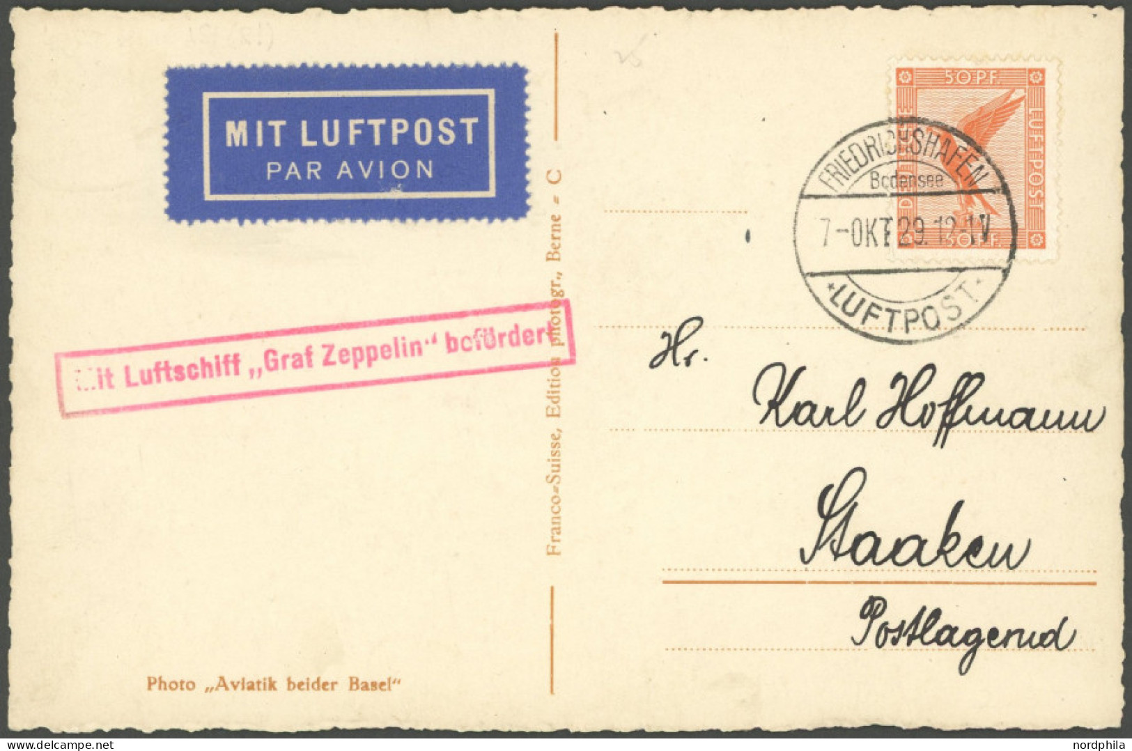 ZEPPELINPOST 43A BRIEF, 1929, Schlesienfahrt, Abwurf Breslau, Auflieferung Friedrichshafen, Ohne Ankunftsstempel, Pracht - Correo Aéreo & Zeppelin