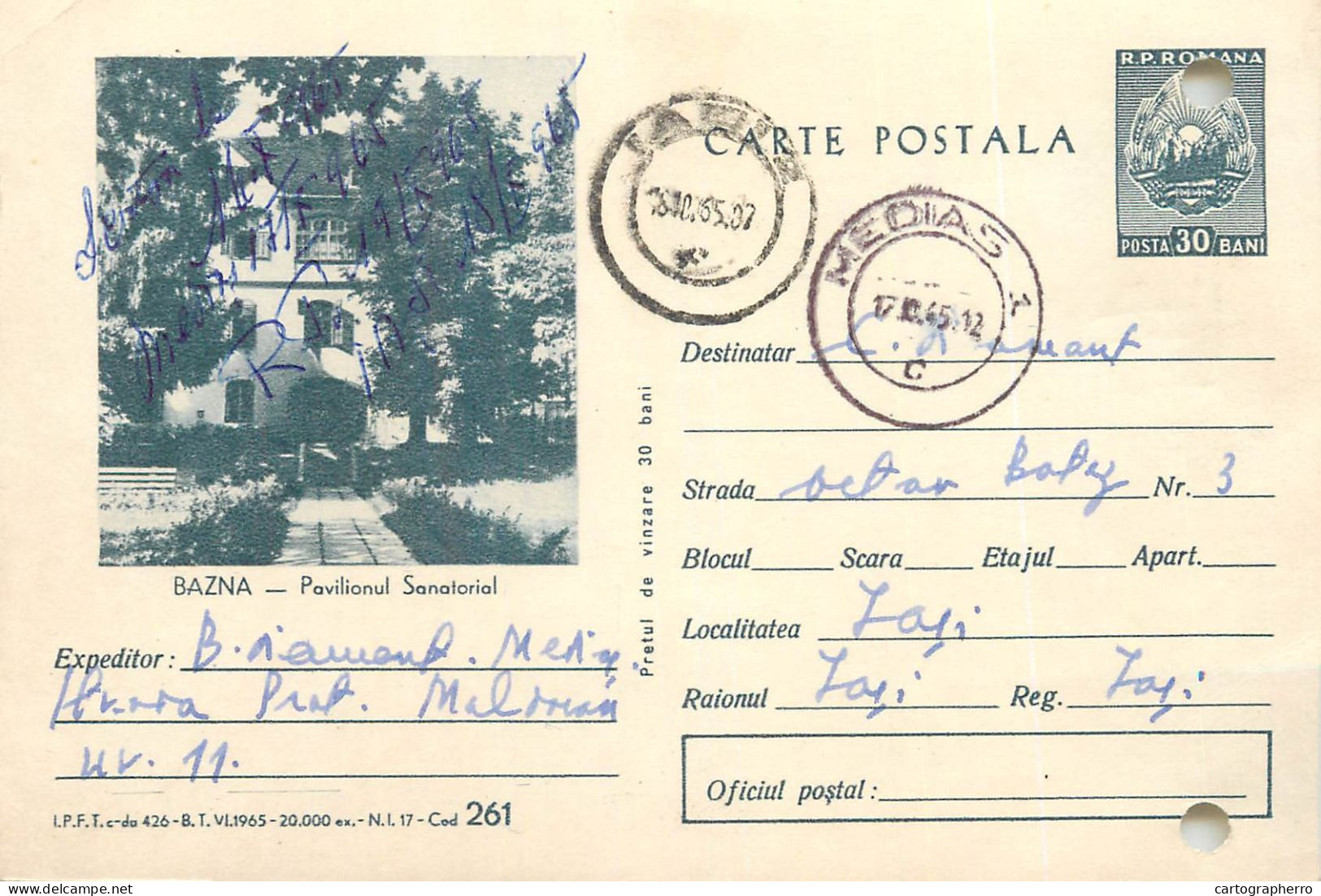 Postal Stationery Postcard Romania Bazna Pavilionul Sanatorial - Rumania