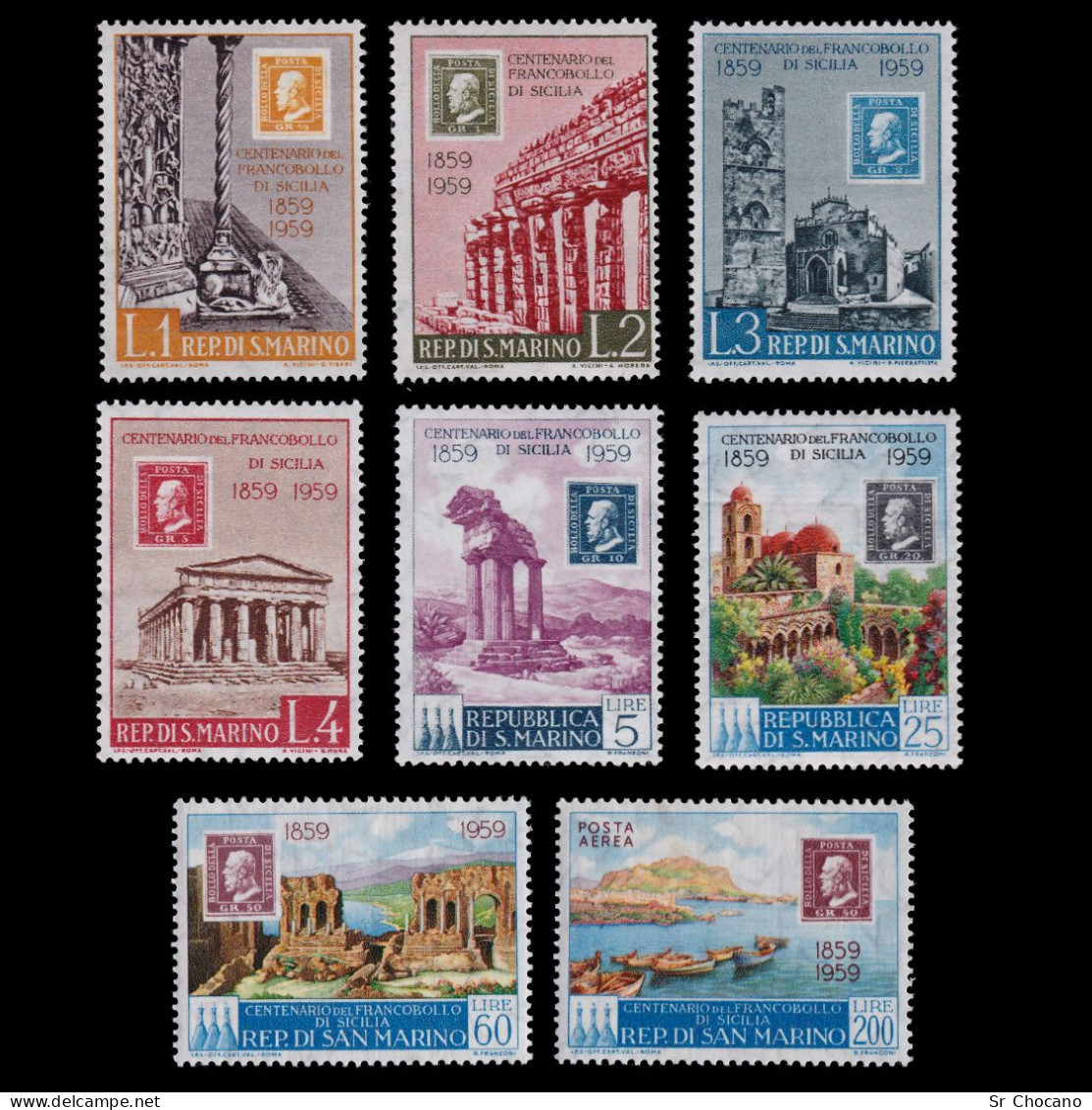 SAN MARINO STAMPS.1959.Cent.stamps Sicil .SCOTT 439-445-C110.MNH. - Nuovi