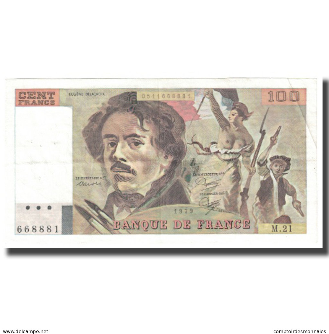 France, 100 Francs, Delacroix, 1979, TB, Fayette:69.02C, KM:154a - 100 F 1978-1995 ''Delacroix''