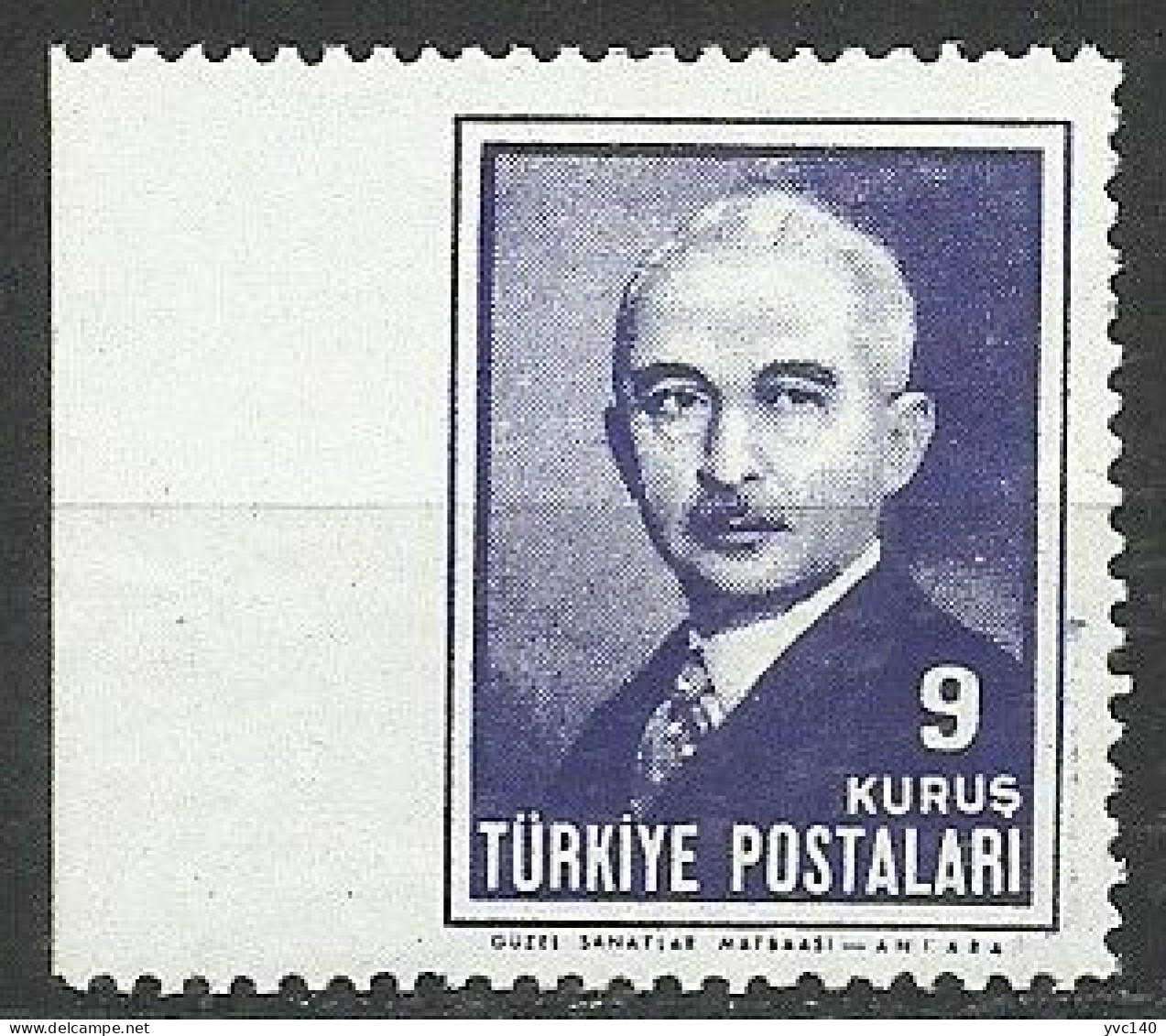 Turkey; 1946 3rd Inönü Issue 9 K. ERROR "Imperf. Edge" - Nuovi