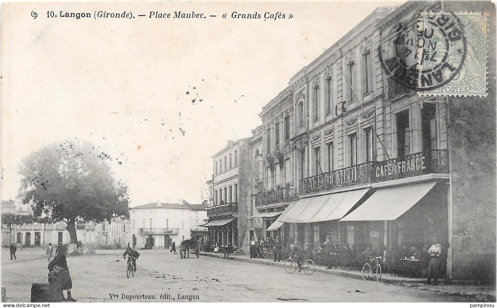 33 LANGON - Place Maubec " Grands Cafés " - Langon