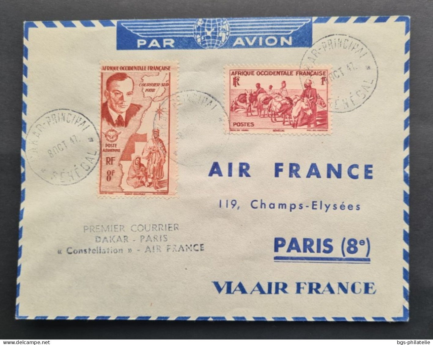 A.O.F Timbres Numéros 30 Et PA11 Avec Griffe Premier Courrier  DAKAR - PARIS. - Covers & Documents