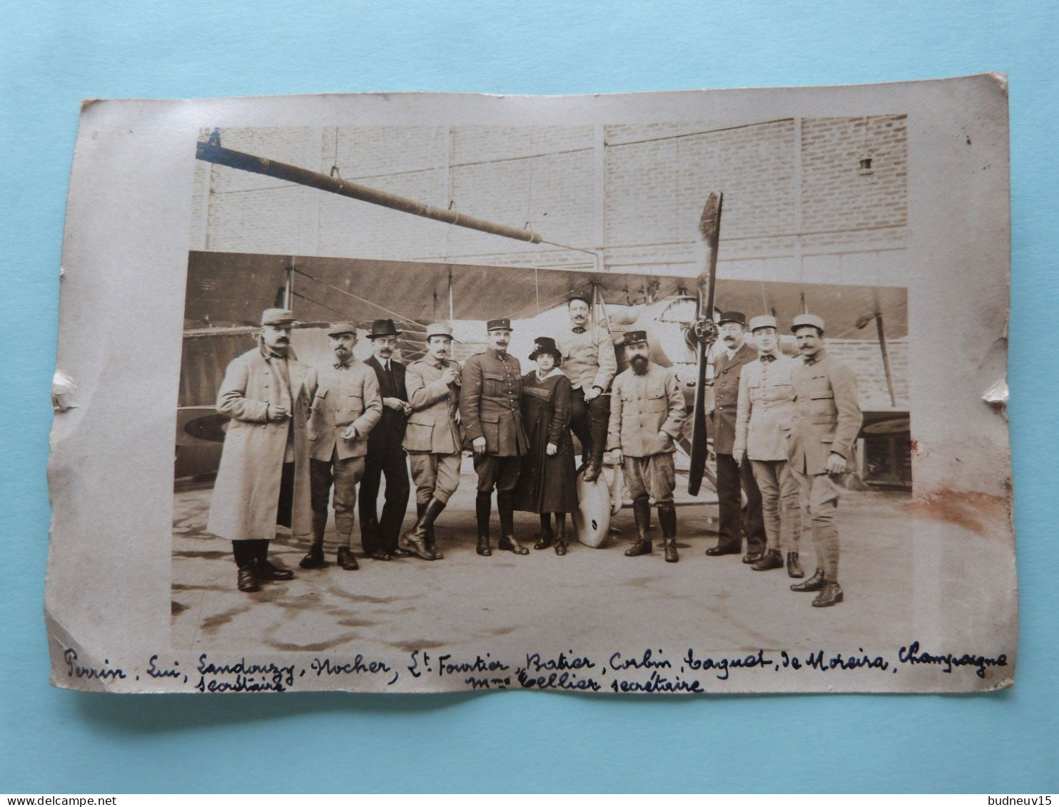 Aviation, Carte-photo D'un Avion Avec Des Militaires, Noms Marqués - 1914-1918: 1ra Guerra