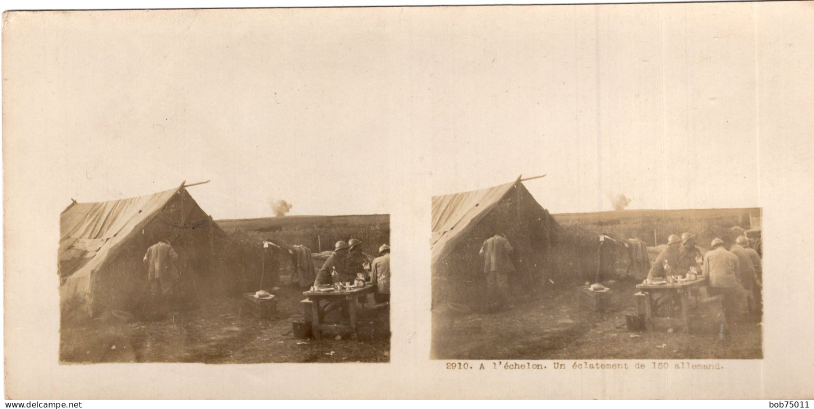 Photo Stéréoscopique De 14-18 , A L'échelon , Un éclatement De 150 Allemand - 1914-18