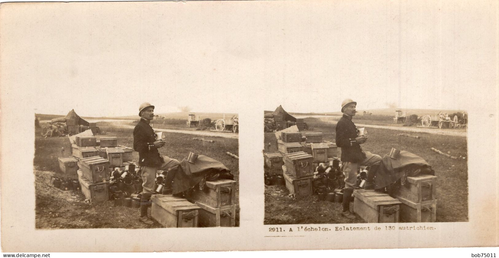 Photo Stéréoscopique De 14-18 , A L'échelon , Eclatement De 130 Autrichien - 1914-18