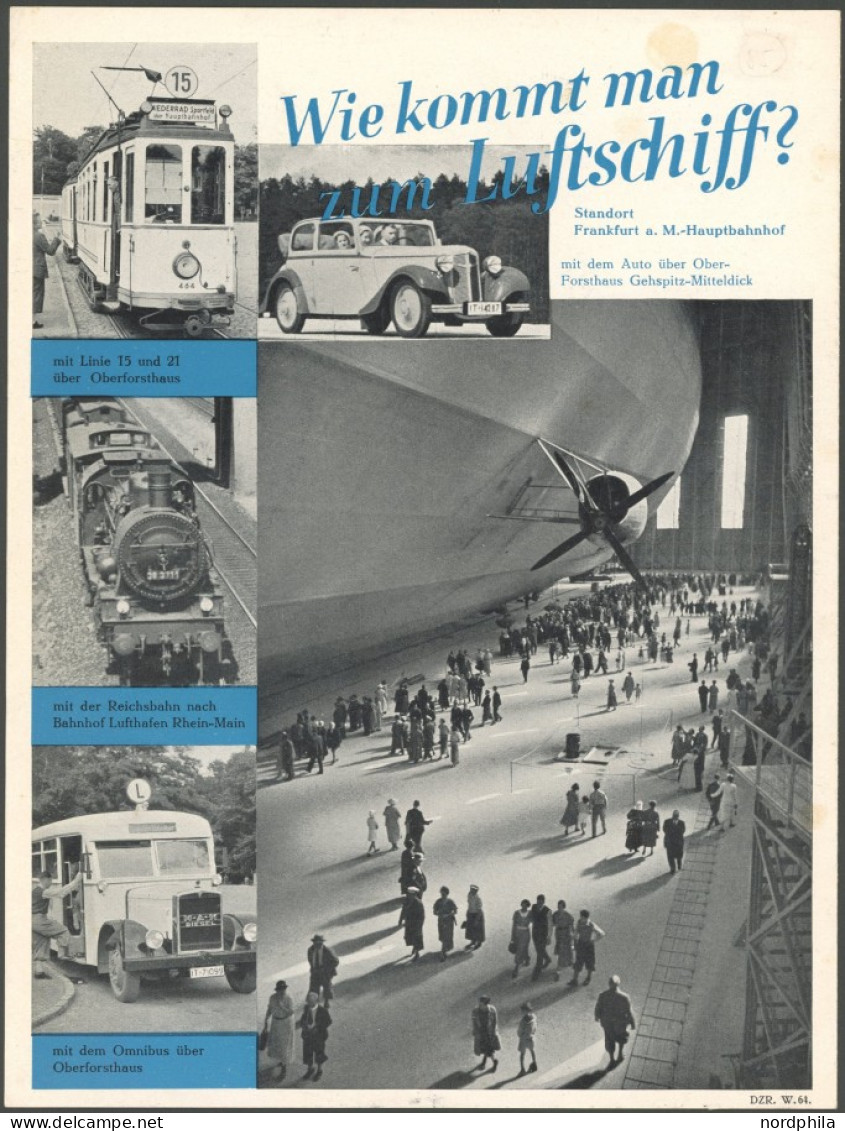 ZEPPELINPOST 1938/9, Werbeprospekt Kommt Zum Luftschiff, Besichtigungsplan Für Den Luftschiffhafen Rhein -Main, Pracht - Luchtpost & Zeppelin