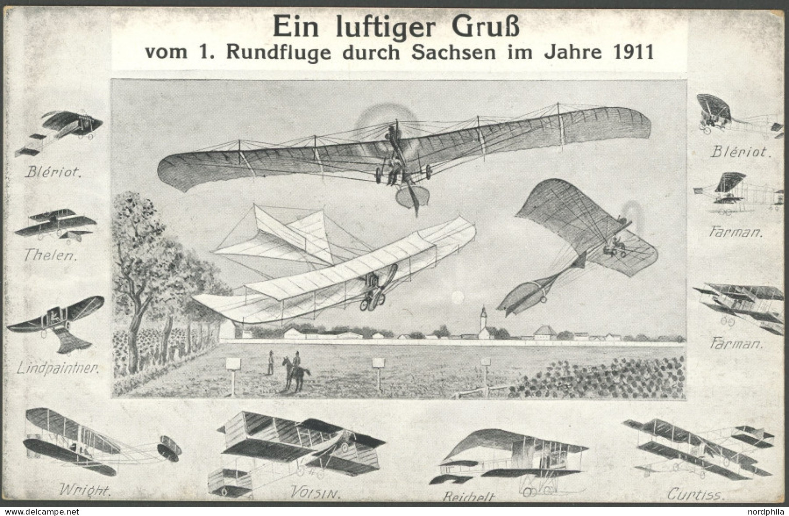 ALTE ANSICHTSKARTEN 1911, Ein Luftiger Gruß Vom 1. Rundflug Durch Sachsen, Ungebraucht, Pracht - Other & Unclassified