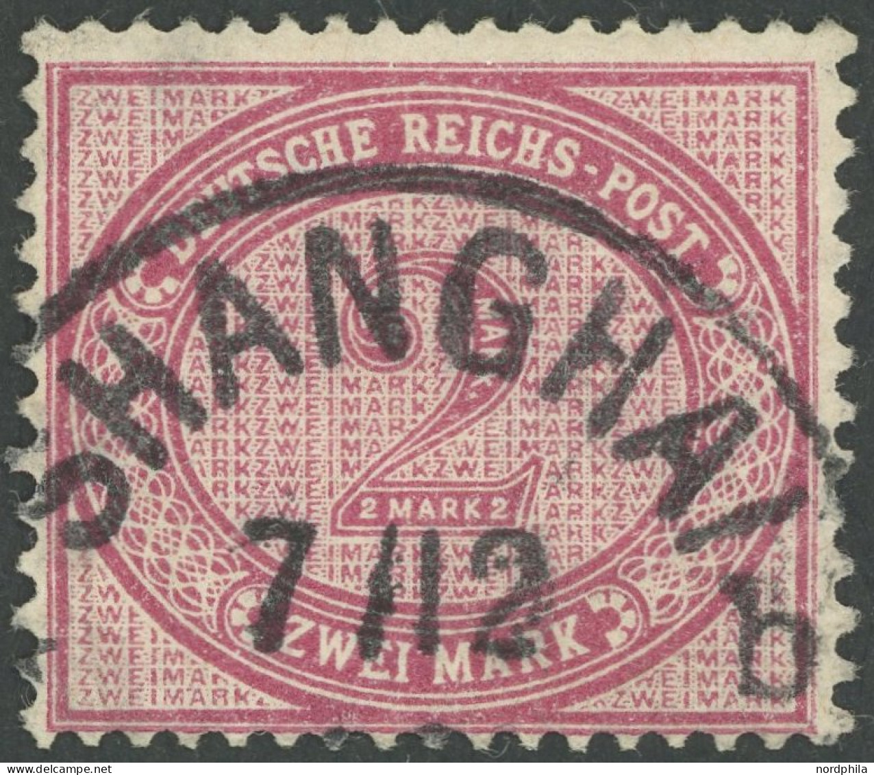 DP CHINA V 37e O, 1900, 2 M. Dunkelrotkarmin, Stempel SHANGHAI B 7.12., Pracht - Cina (uffici)