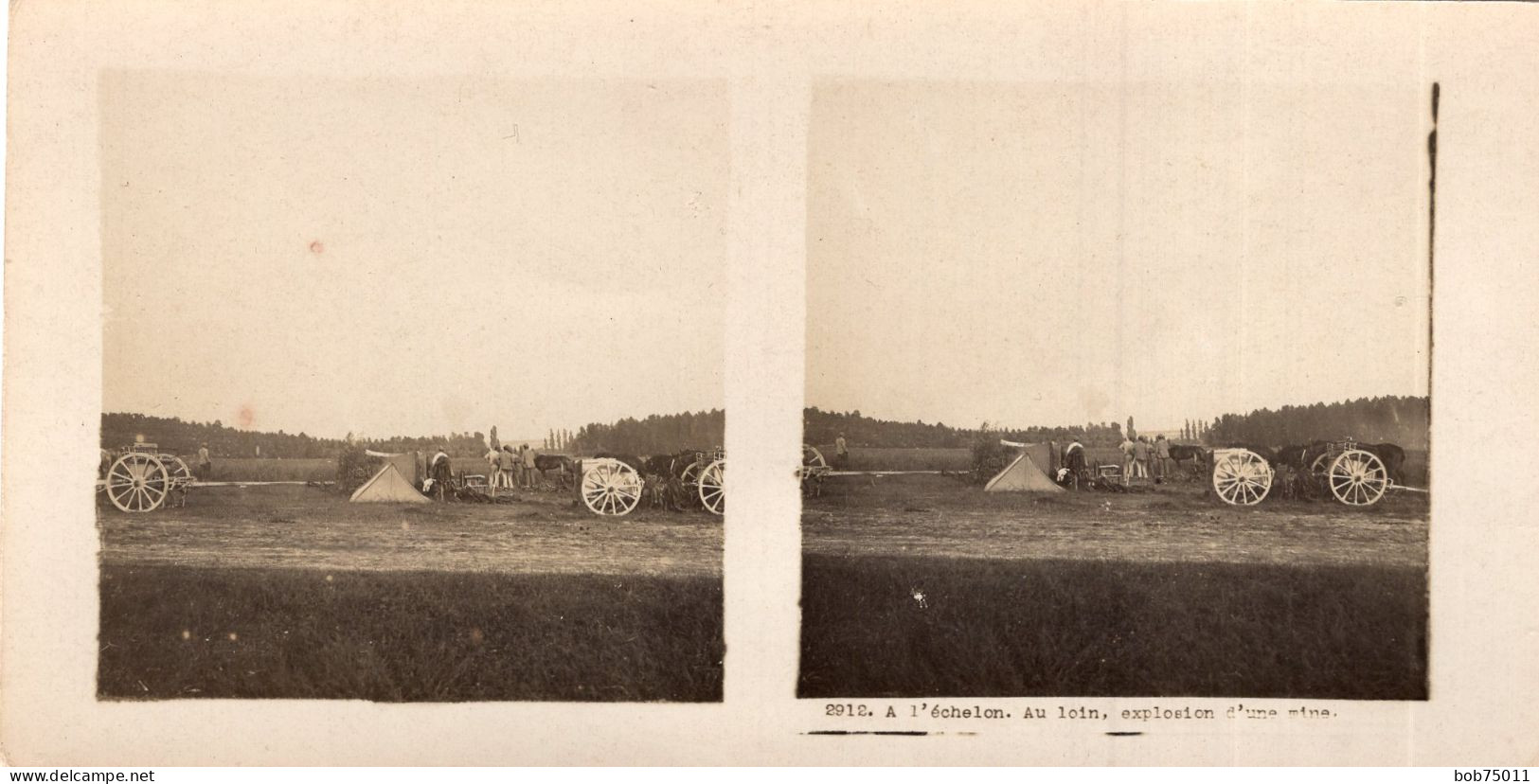 Photo Stéréoscopique De 14-18 , A L'échelon , Au Loin , Explosion D'une Mine - 1914-18