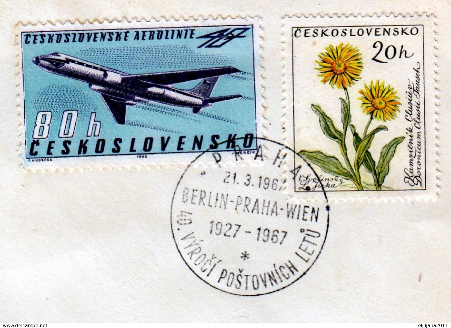 ⁕ Czechoslovakia 1967 ⁕ Air Mail BERLIN - PRAHA - VIDEN Commemorative Cover, Jubilejni Let 1927 - 1967 - Briefe U. Dokumente