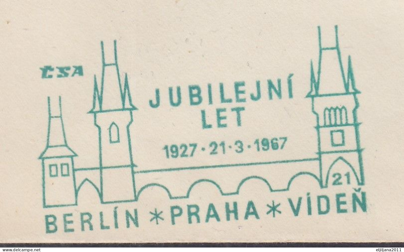 ⁕ Czechoslovakia 1967 ⁕ Air Mail BERLIN - PRAHA - VIDEN Commemorative Cover, Jubilejni Let 1927 - 1967 - Briefe U. Dokumente