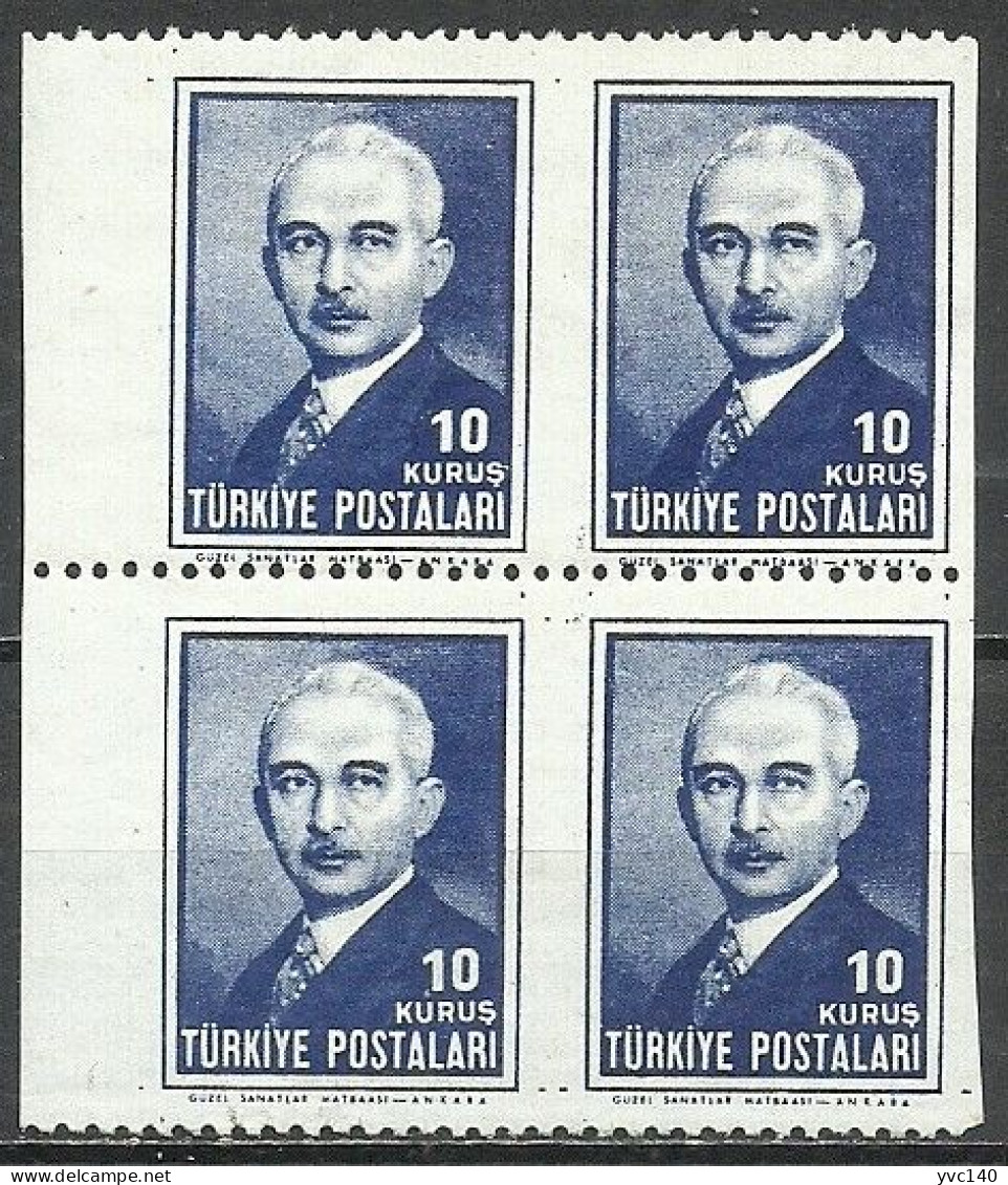 Turkey; 1946 3rd Inönü Issue 10 K. ERROR "Partially Imperf." - Unused Stamps