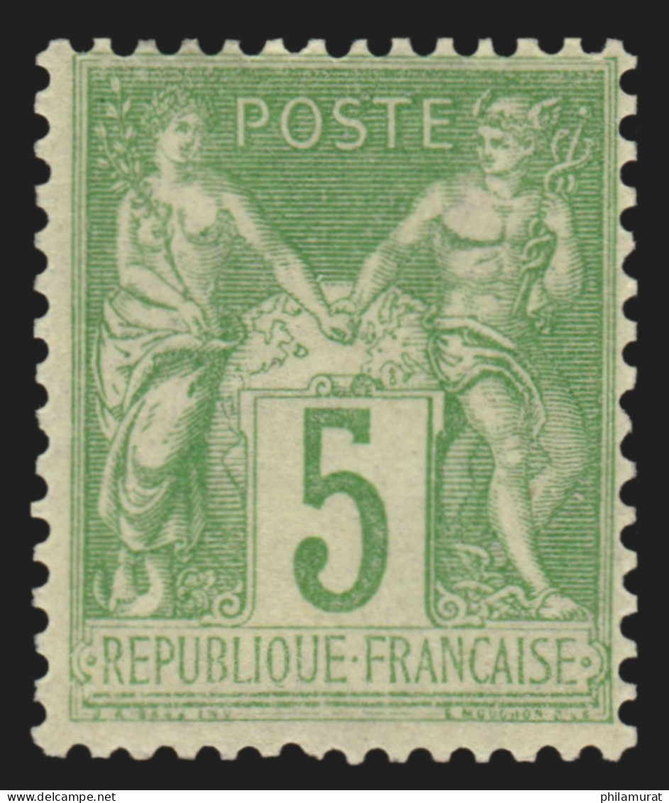 N°102, Sage 5c Vert-jaune (N Sous B), Neuf * Infime Trace De Charnière - TB - 1898-1900 Sage (Tipo III)