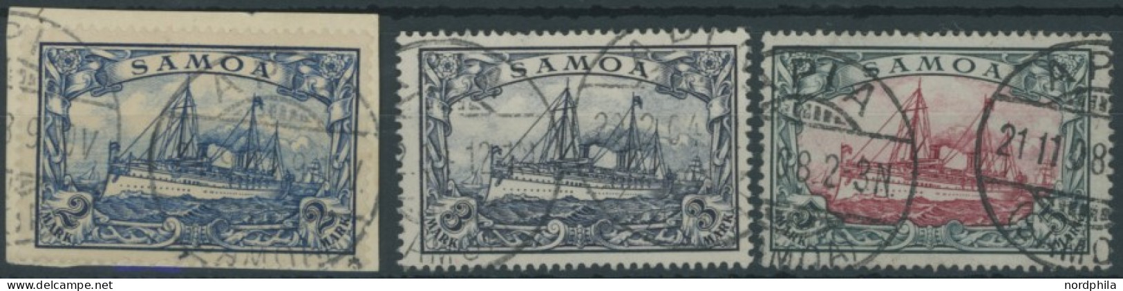 SAMOA 17-19 O, 1901, 2 - 5 M. Kaiseryacht, 3 Prachtwerte, Mi. 890.- - Samoa