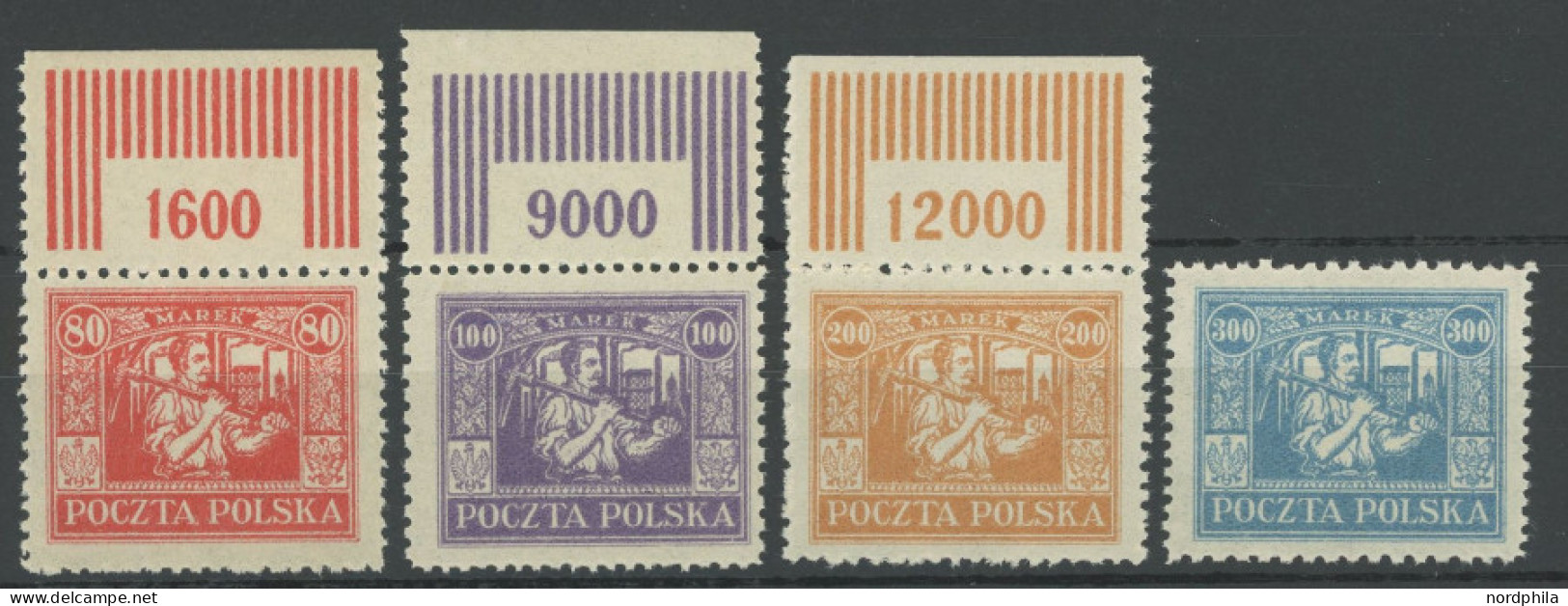 OBERSCHLESIEN 17-20 , 1923, 80 - 300 M. Freimarken, Meist Mit Oberrand, Postfrischer Prachtsatz, Mi. (240.-) - Other & Unclassified