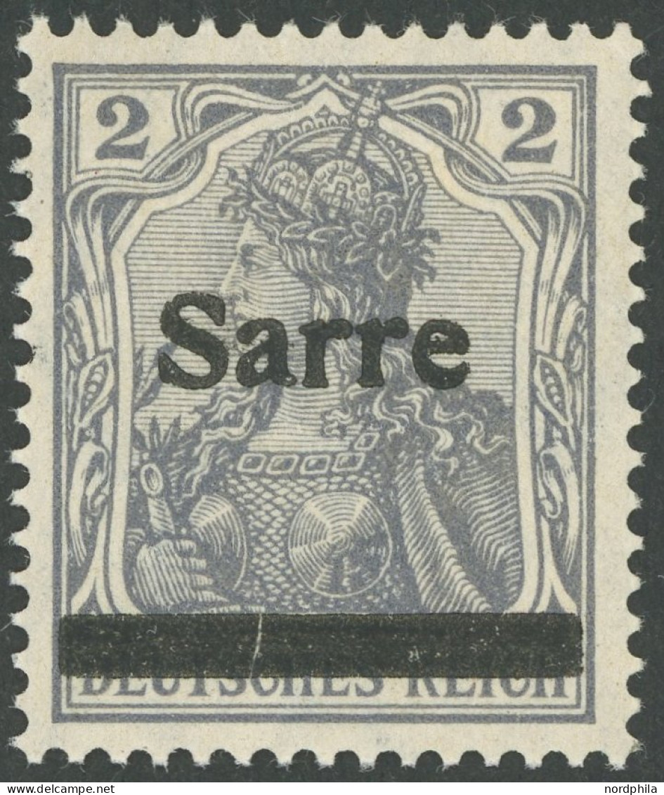 SAARGEBIET A 1 , 1920, 2 Pf. Dunkelblaugrau (schraffierter Hintergrund) Aufdruck Irrtümlich Auf Dt. Reich Mi.Nr. 83I Sta - Autres & Non Classés