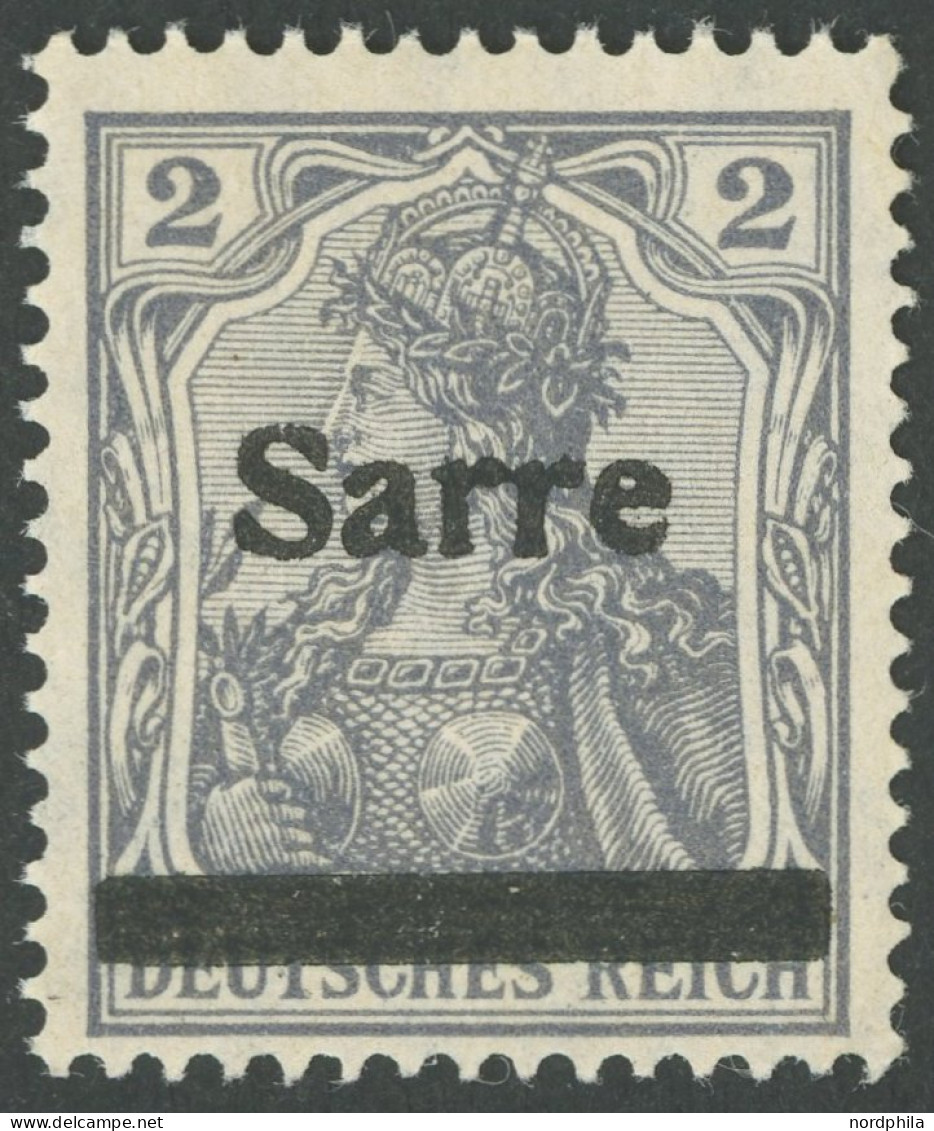 SAARGEBIET A1 PF M , 1920, 2 Pf. Dunkelblaugrau (schraffierter Hintergrund), Aufdruck Irrtümlich Auf Dt. Reich Mi.Nr. 83 - Sonstige & Ohne Zuordnung