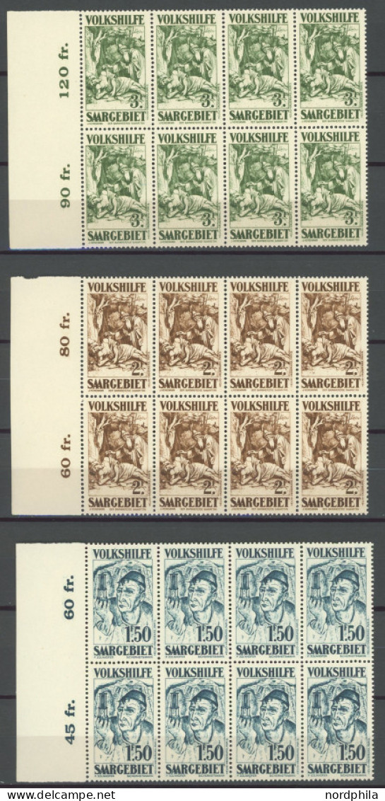 SAARGEBIET 144-49 , 1931, 40 C. - 3 Fr. Gemälde III, Je Im Achterblock Vom Rand, Postfrisch, Pracht, Mi. 1544.- - Altri & Non Classificati