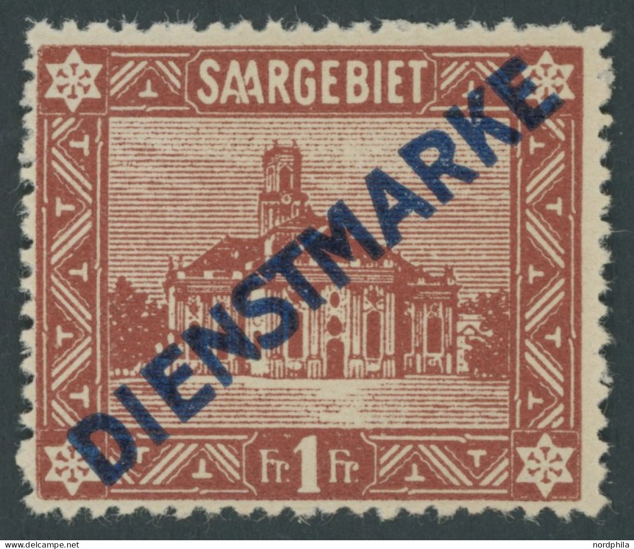 SAARGEBIET D 11I , 1922, 1 Fr. Ludwigskirche, Type I, Postfrisch, Pracht, Mi. 180.- - Oficiales