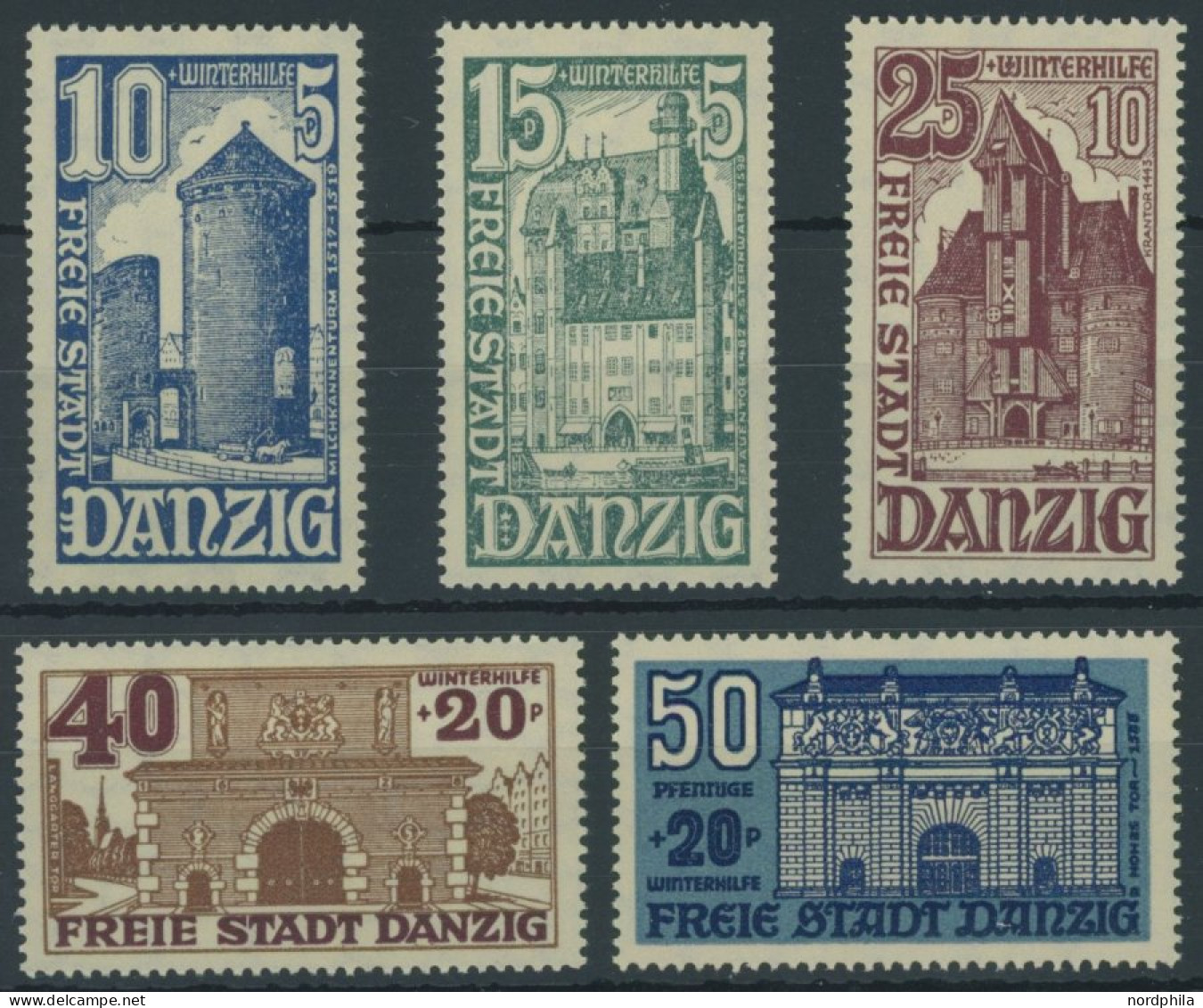 FREIE STADT DANZIG 262-66 , 1936, Bauwerke, Postfrischer Prachtsatz, Mi. 100.- - Mint