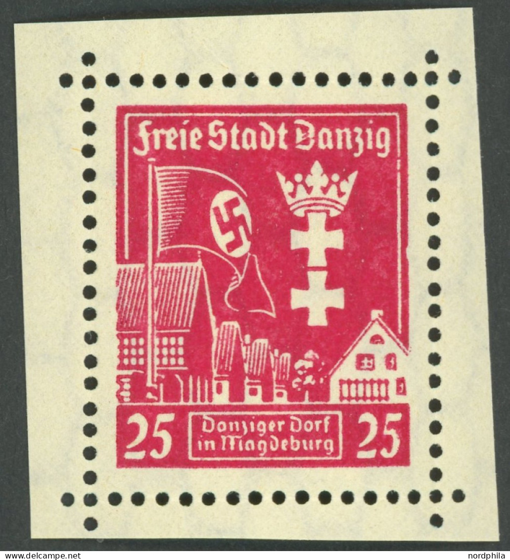 FREIE STADT DANZIG 274PF I , 1937, 25 Pf. Danziger Dorf Mit Plattenfehler Rechter Bildrand Eingekerbt, Postfrisch, Prach - Nuovi