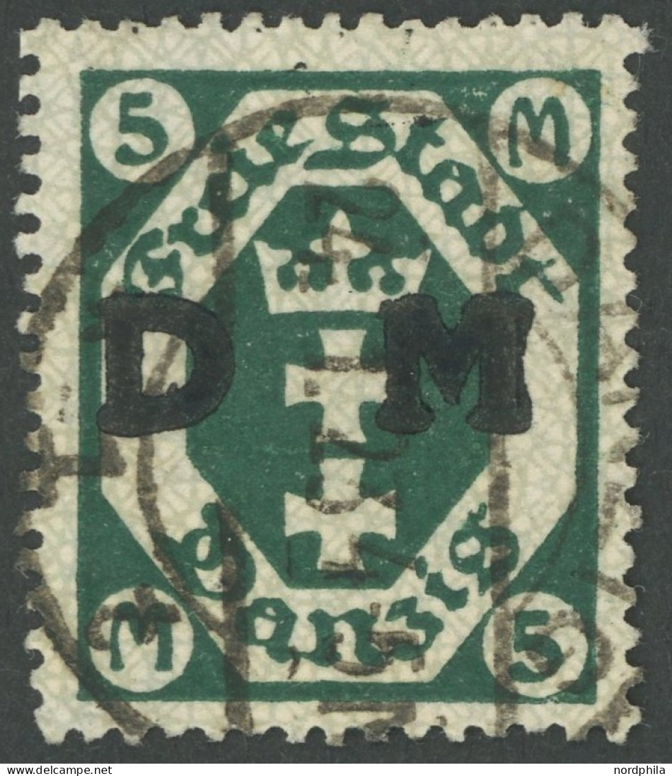 DIENSTMARKEN D 24Y O, 1922, 5 M. Schwärzlichopalgrün, Liegendes Wz., Pracht, Gepr. Infla Und Soecknick, Mi. 320.- - Dienstzegels