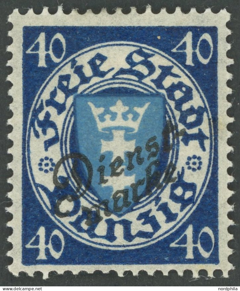 DIENSTMARKEN D 49b , 1924, 40 Pf. Schwärzlichviolettultramarin/mittelcyanblau, Falzreste, Feinst, Signiert, Mi. 90.- - Dienstzegels