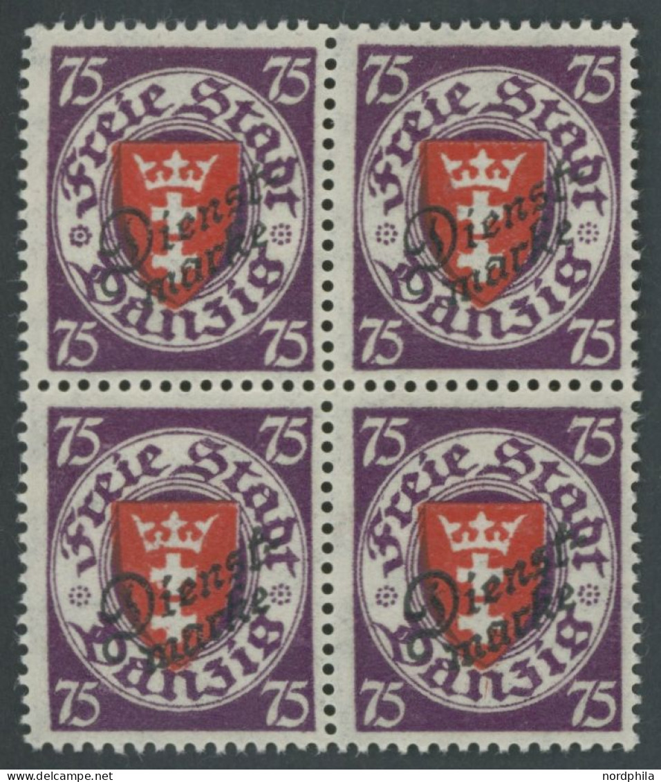 DIENSTMARKEN D 51 VB , 1924, 75 Pf. Dunkelviolettpurpur/zinnoberrot Im Viererblock, Postfrisch, Pracht, Mi. 880.- - Other & Unclassified