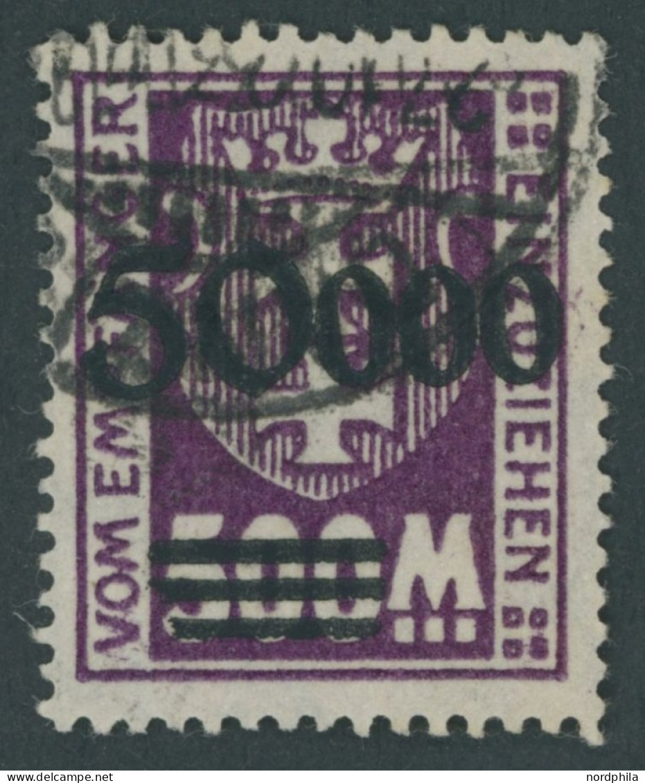 PORTOMARKEN P 28I O, 1923, 50000 Auf 500 M Dunkelpurpur, Aufdruck Rußig, Zeitgerechte Entwertung DANZIG, Pracht, Fotoatt - Postage Due