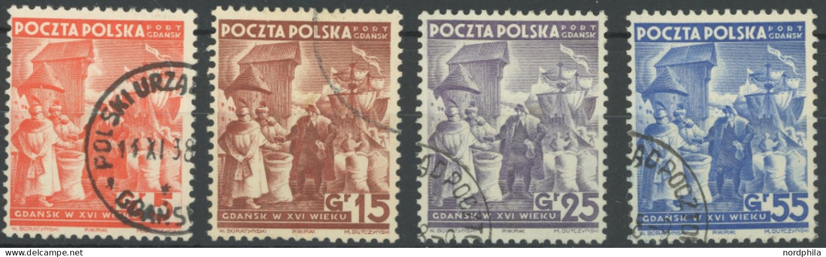 PORT GDANSK 34-37 O, 1938, Republik Polen, Prachtsatz, Mi. 110.- - Port Gdansk