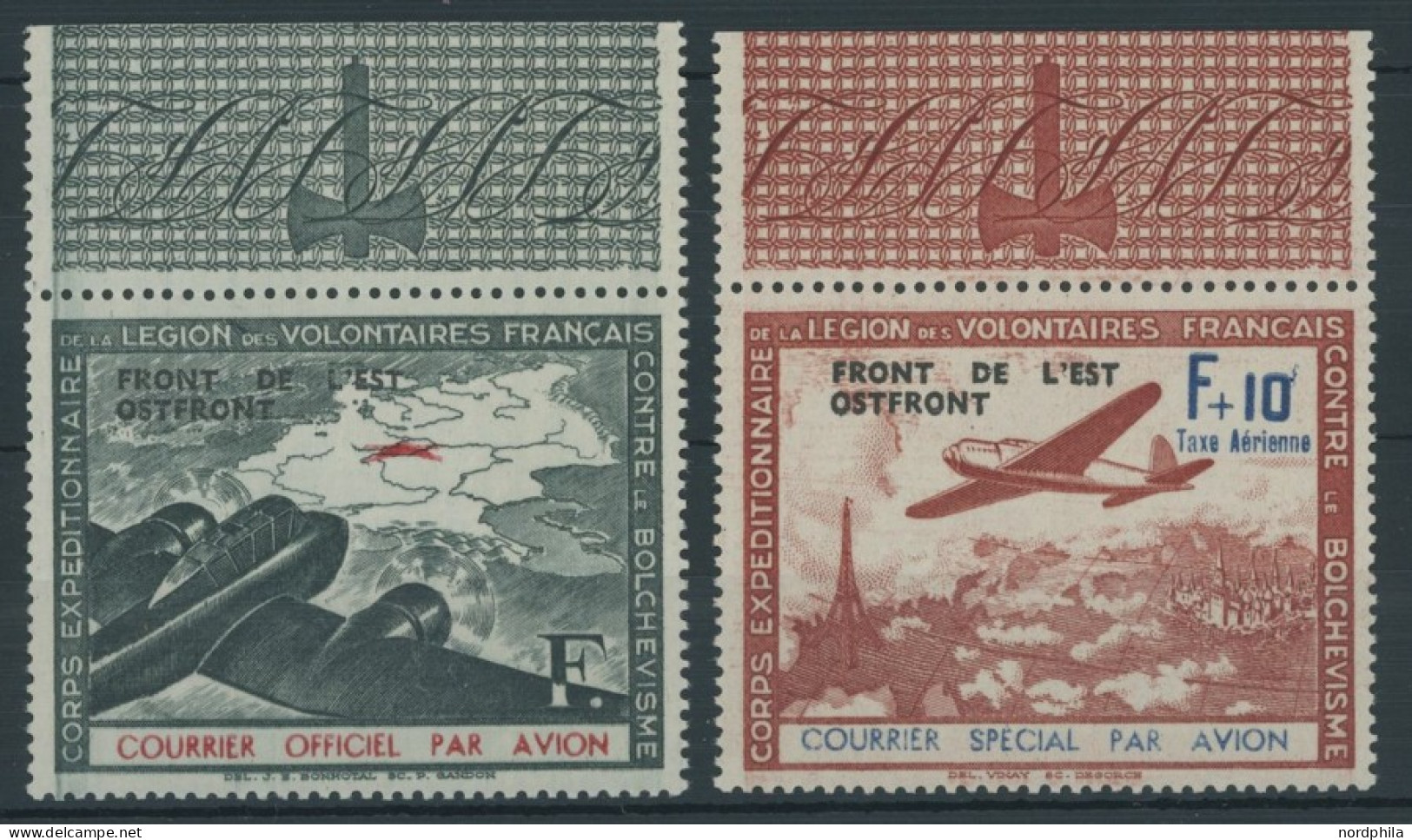 LEGIONÄRSMARKEN IV/V , 1942, Flugpostvignetten Mit Aufdruck, Postfrisch, Pracht, Mi. 80.- - Occupation 1938-45