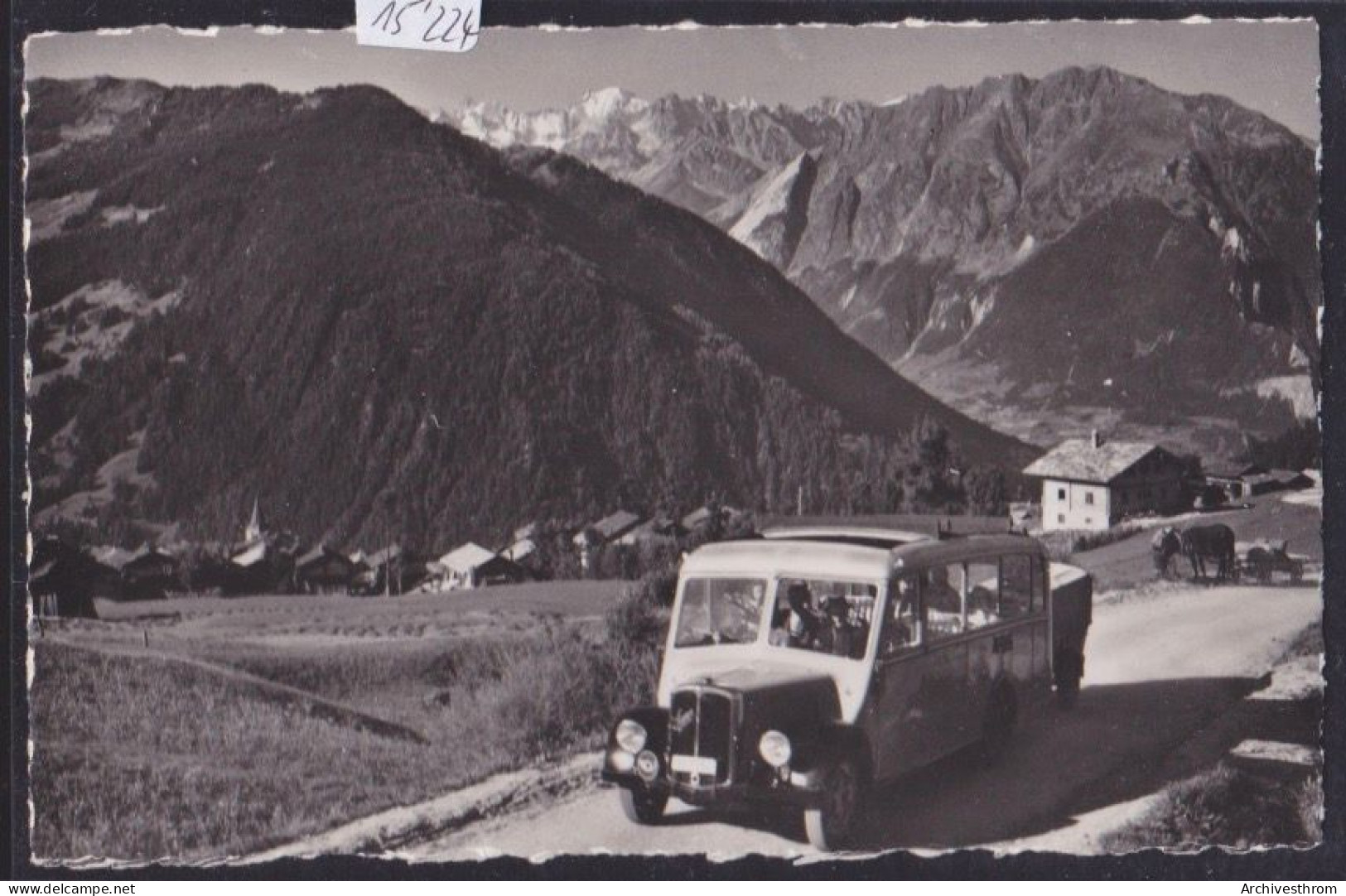 Verbier : Le Car Postal Montant La Nouvelle Route Du Plateau - Massif Du Trient Et Catogne (15'224) - Verbier