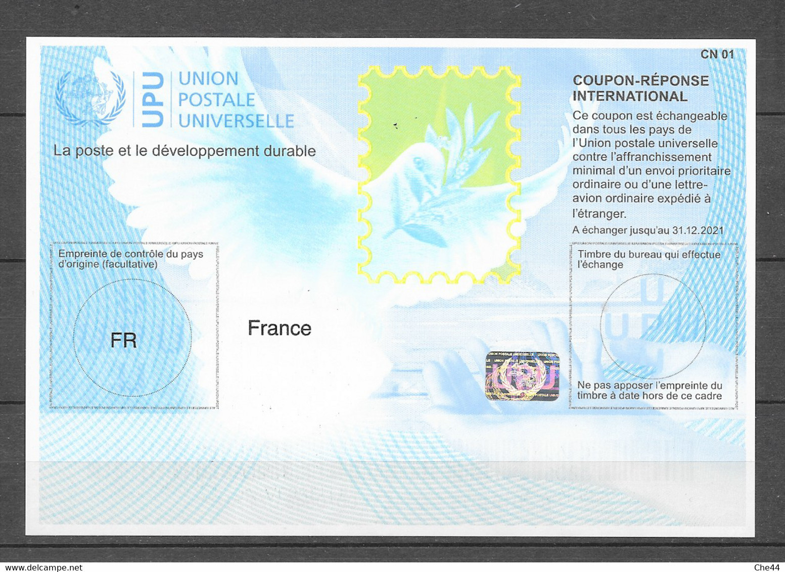 Coupon Réponse International : UPU : La Poste Et Le Développement Durable. - Reply Coupons