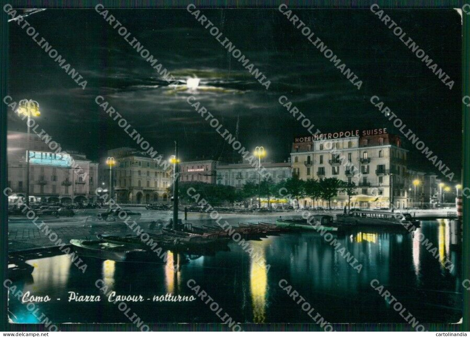 Como Città Lago Di Chiaro Di Luna PIEGHINA Foto FG Cartolina KB3756 - Como
