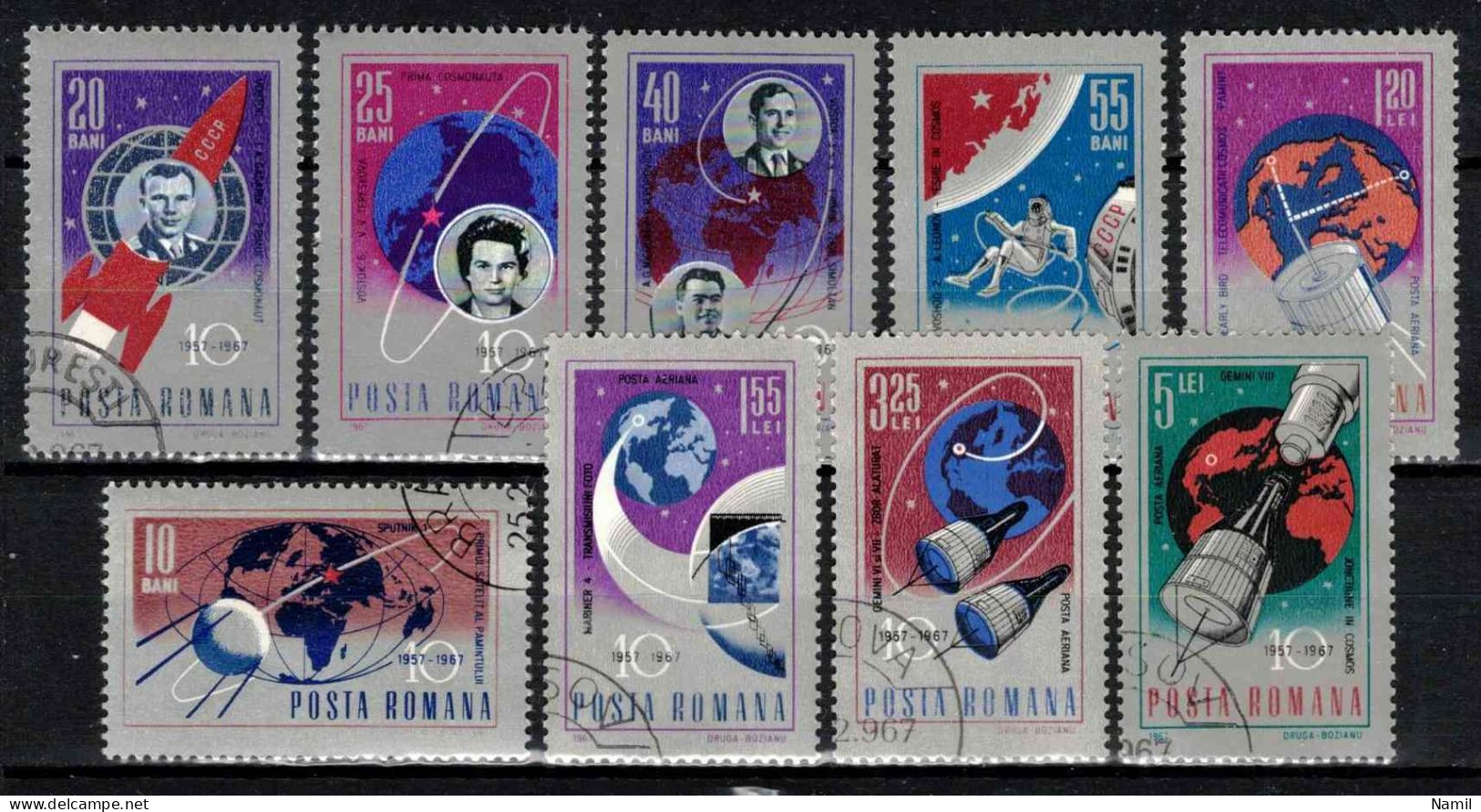 Roumanie 1967 Mi 2559-67 (Yv 2273-7+PA 210-3), Obliteré - Used Stamps