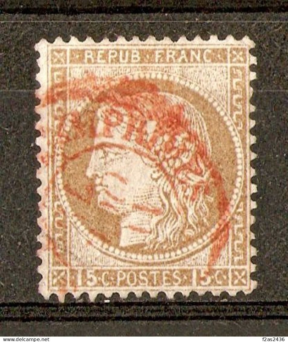 1873 - Cérès Gros Chiffres 15c.bistre - Càd Rouge Des Imprimés- YT 55 (cote 20€) - 1871-1875 Cérès