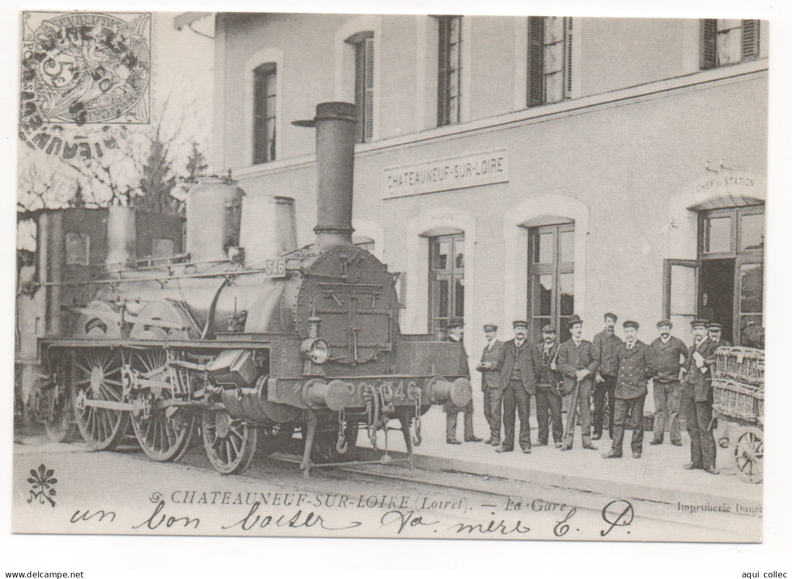 CHATEAUNEUF-SUR-LOIRE (45) - LOCOMOTIVE 121 " FORQUENOT" N° 346 DU PO ( REPRODUCTION D'UNE CARTE ANCIENNE ) - Eisenbahnen