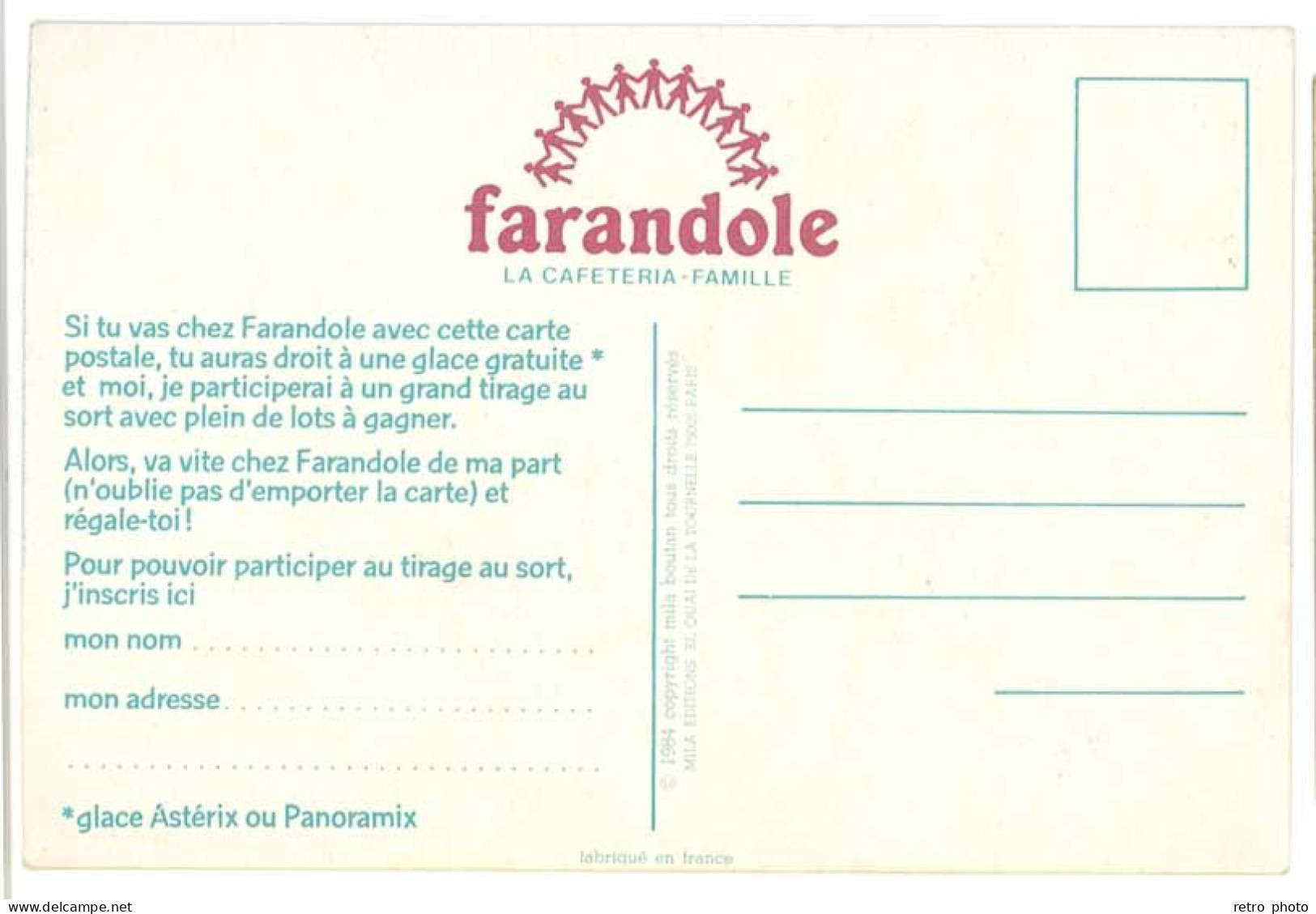 Cpm Farandole , La Caféteria Famille - Advertising