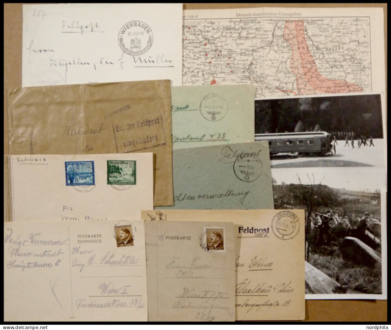 FELDPOST II. WK BELEGE 1940-44, 8 Verschiedene, Teils Bessere Belege, Dazu 2 Postkarten Böhmen Und Mähren Aus Theresiens - Occupation 1938-45